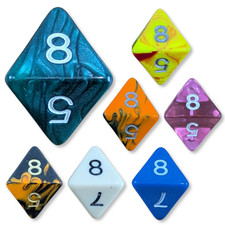 D8 Polyhedral Dice Eight-Sided 1–8 Resin Die Set for D&D RPG Maths TTRPG Games
