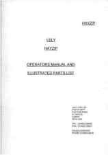 Lely Tedder Hayzip Operators Manual with Parts List