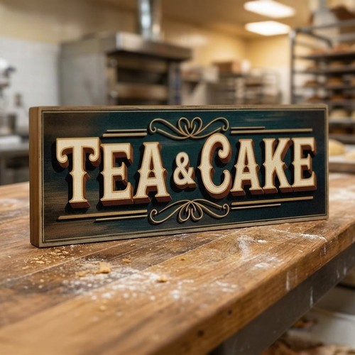Tea cake sign - sign, style