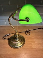 Vintage Micromark Green Glass Bankers/accountants Desk Lamp Brass Swan Neck
