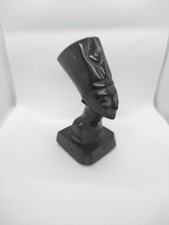Stone Black Carved head Neferititi Egyptian Decor  Boho Collectible History