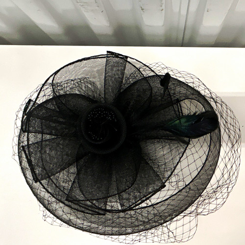 Black mesh fascinator - mesh,
