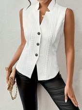 Womens Sleeveless Tanks Button