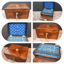 19c ANTIQUE JEWELLERY  WALNUT  VINTAGE VANITY BOX
