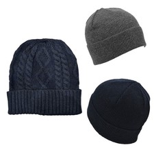 Mens Knitted Woolly Beanie Hat Warm Unisex Winter Slouch Cap Skateboard One Size