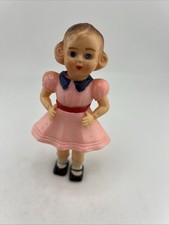 Vintage Walking Doll Pink Dress Blue Eyes MCM Plastic Toy Hong Kong Carnival