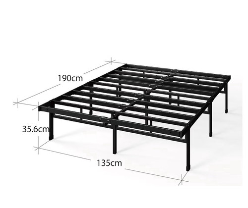 Black metal slatted double - black, bed
