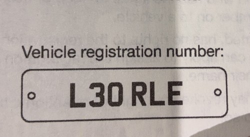 L30rle number plate - -number,