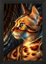 Abstract Bengal Cat Framed