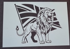 LARGE Lion with UK Flag Stencil Patriotic British Roaring Lion Mylar Template