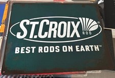 RETRO LICENSED ST.CROIX FISHING TACKLE  COMPANY ANTIQUE LOOK TIN SIGN SHED