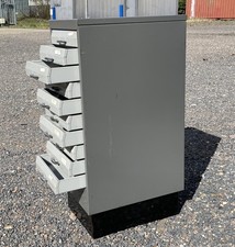 Vintage Small Steel Multi-Drawer Grey Storage Cabinet - 10 Drawers
