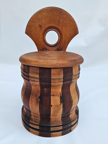 Antique treen salt box 19th - treen,