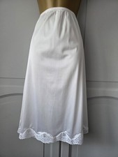 LADIES VTG BARI WHITE SILKY ANTRON NYLON HALF SLIP SIZE MEDIUM