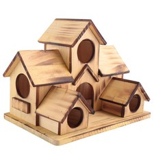 Hanging Wooden Bird House for Outside 6 Hole Wooden Bird House Courtyard5844