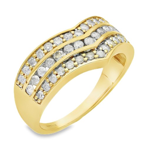 9ct yellow gold row diamond - 9ct,