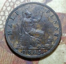 Rare victoria half penny 1865