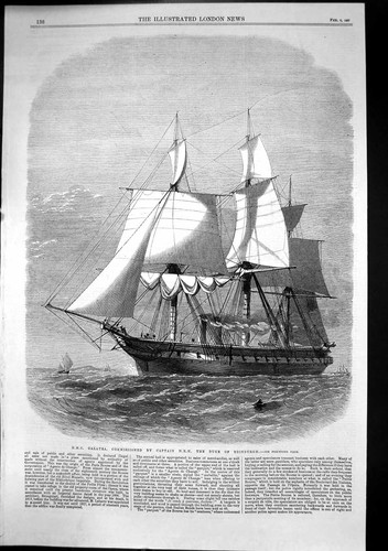 Antique old print hms galatea - antique,