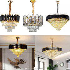 LED Crystal Droplet Chandelier Classic Elegant Ceiling Pendant Light Fixtures