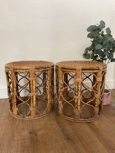 Pair vintage bamboo rattan - vintage,
