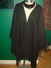 BLACK  BOILED WOOL LIKE  LAGENLOOK/ CASUAL  STYLE PONCHO/SHAWL/CAPE - FREE SIZE