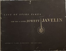 JOWETT JAVELIN LIST OF SPARE PARTS LIST 1 1/2 Litre WORKSHOP MANUAL 1948