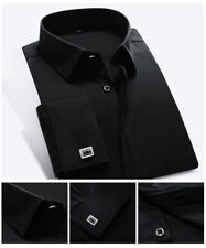 Mens Dress Shirts Luxury French Cuff With Cufflinks Business Formal Shirts Tops