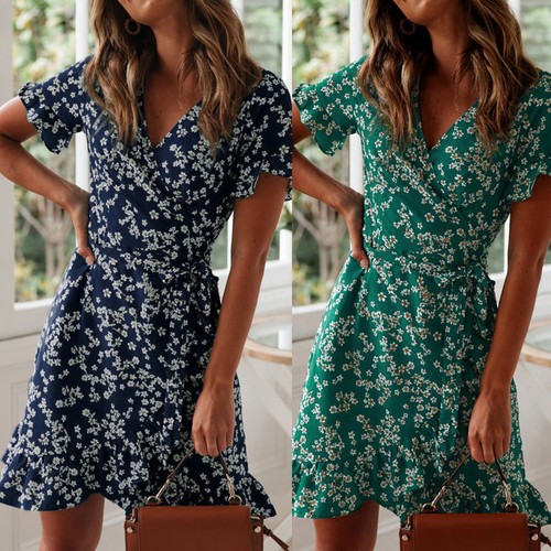 Womens floral neck - v-neck, wrap