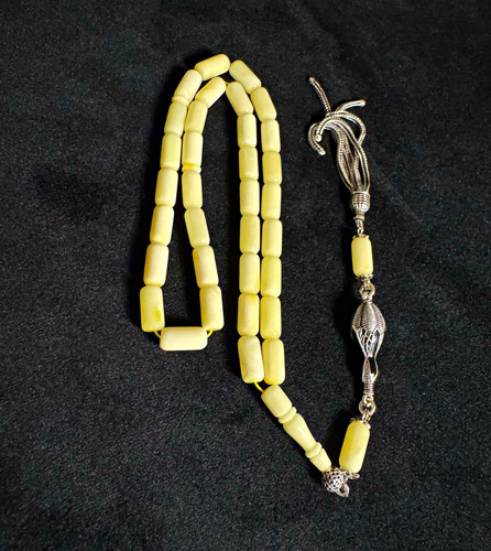 Rosary amber silver tassel - silver,