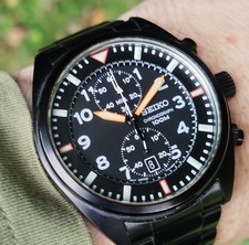 Mens Seiko Chronograph Sweeping Seconds Watch Ref. 7T94-0BL0 Quartz Working