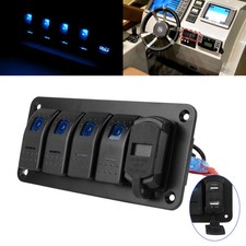 4 Gang Blue LED Light Rocker