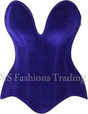 Overbust Velvet Corset Steel Boned Corset  Top Drawer Waist Training Corset