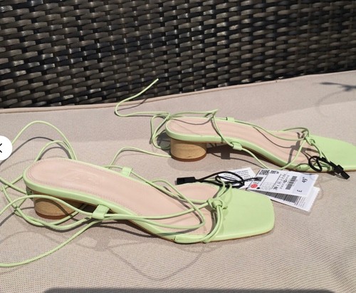 Zara green strappy genuine - zara,