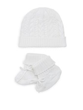 Ralph Lauren Baby Unisex White Knitted Beanie Hat & Booties 0-3 And 6-9 Months