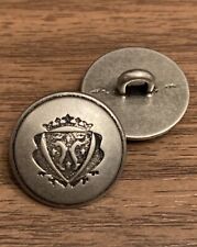 Real Metal Antique / Vintage Military Style Crest Silver Buttons 15mm 6pcs