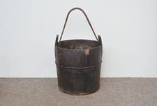 old vintage wooden rice bucket