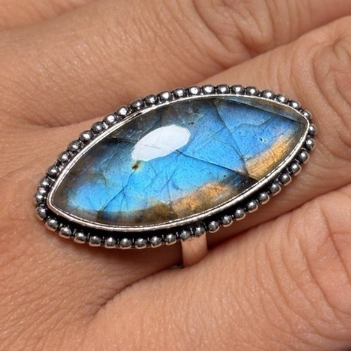 Silver plated labradorite - plated,