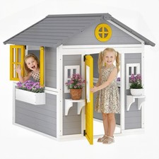Outsunny Wooden Playhouse with