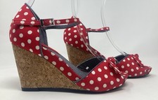 NEW Ruby Shoo size 3 (36) US 5 red & white polka dot peep toe high heel wedges