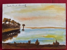 WINSTON CHURCHILL oil painting on  canvas, vtg stamped signed