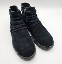 UGG Rianne Boots Women 5 Black Suede Ankle Booties Zipper Wrap Boho Southwestern