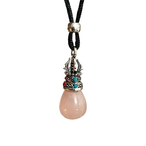 Rose quartz lotus pendant - quartz,