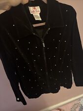 Quacker Factory 100% Cotton Women’s Fully Zipped Velvet With Sparks Jacket Size 