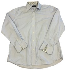 Duchamp London Tailored Fit Blue Striped Long Sleeve Shirt Size 16.5