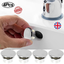 4x Silver Sink Overflow Cover Ring Trim Caps for Kitchen & Bathroom Basin