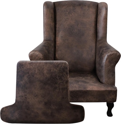 Leather look wingback chair - look,