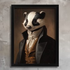 Gentleman Badger Art Quirky Animal Wall Print Badger Poster Art Painting 
