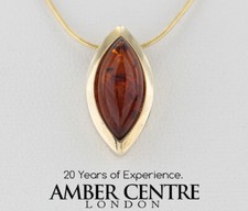 Italian Made Modern German Baltic Amber Pendant in 9ct Gold - GP0053 RRP£295!!!