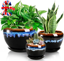 3 Pack Ceramic Flower Pots
