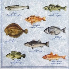 4x Fishes Napkins 33x33cm
